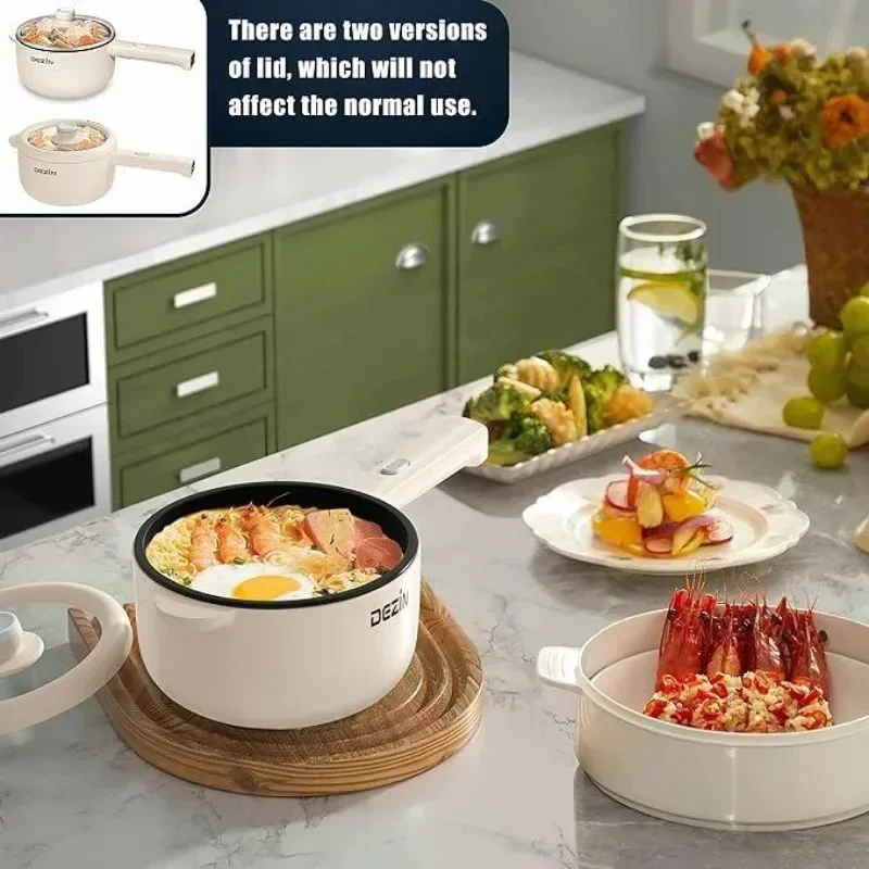 Dezin Electric Cooker, 2L Non-Stick Sauté Pan, Rapid Noodles Cooker, Mini Pot for Ramen (Egg Rack Included) electric steamer 5