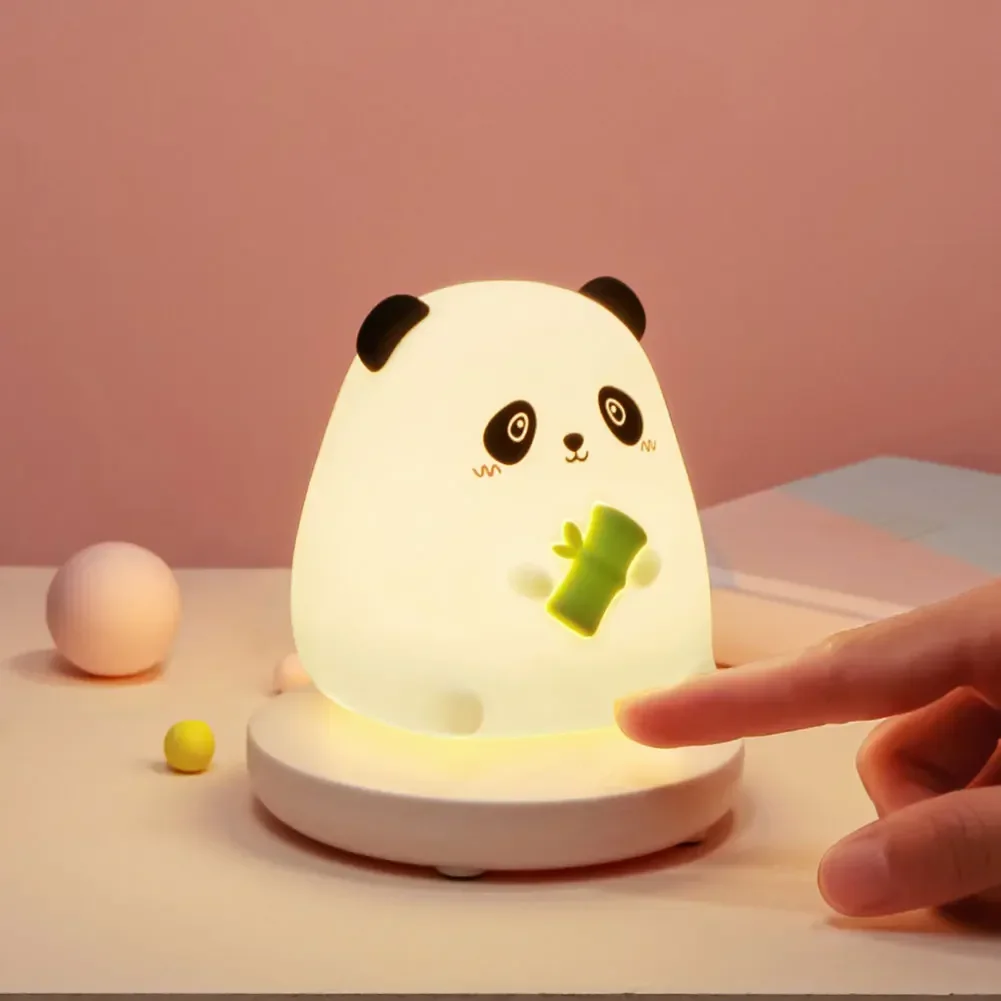 어린이 침실용 LED 야간 조명, 귀여운 동물 돼지 토끼 실리콘 램프, 터치 센서, 조도 조절, 어린이 휴일 선물, 충전식
