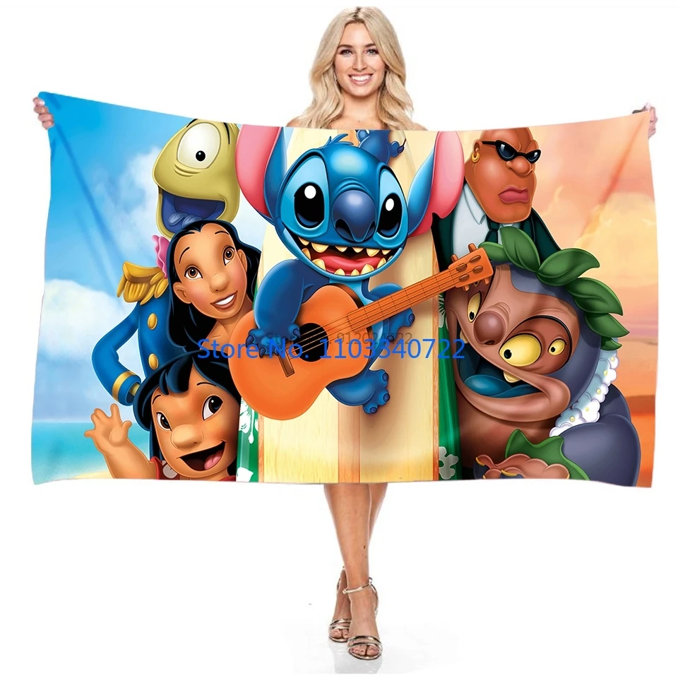 

Anime Lilo & Stitch Cartoon Towels Bathroom Microfiber Bath Towels Beach Shower Towels for Adult Children's Baby Gift 75x150cm