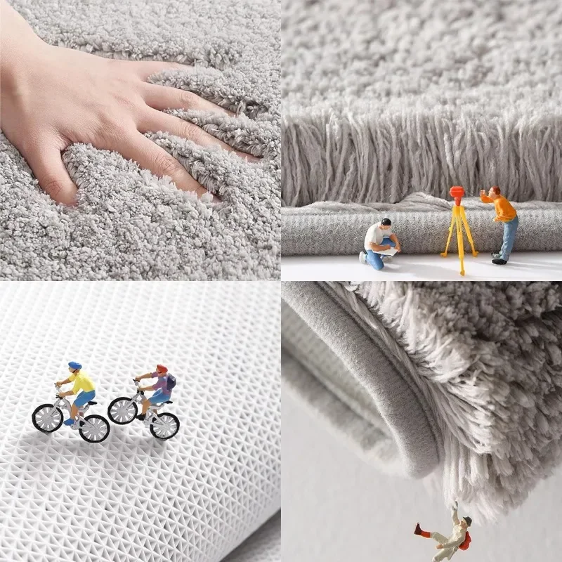 Thick Fluffy Plush Bathroom Mats, Absorbent, Bath Entrance, Non-Slip Floor Mat, White Rug, Gray Toilet Doormat, Thick, Soft