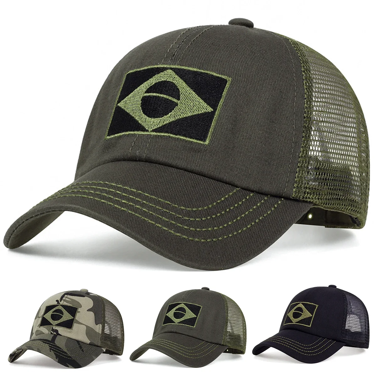 Unisex Brasilianische Flagge Stickerei Baseball Net Caps Frühling und Sommer Outdoor Einstellbare Casual Hüte Sonnenschutz Hut Sport Kappe