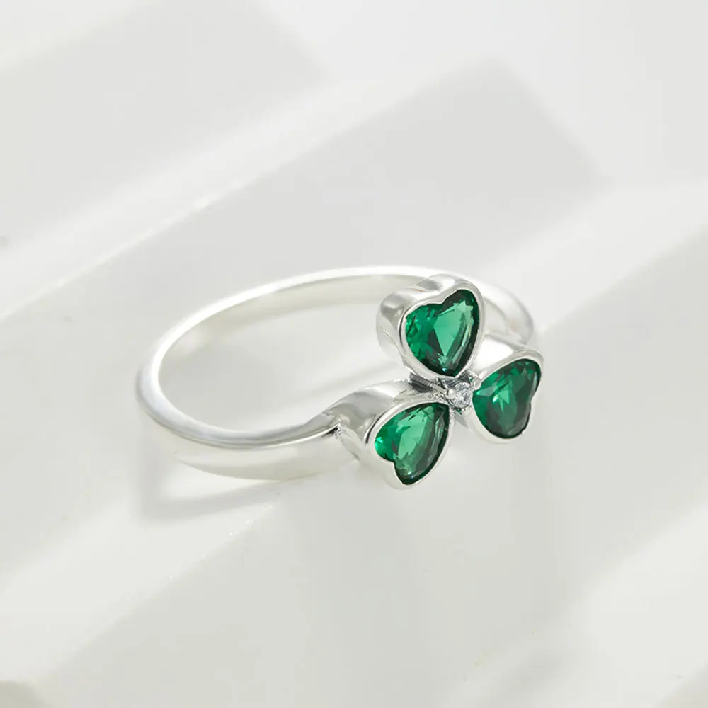 925 Sterling Silver Sparkling Hoops Ring Love Heart For Women Fashion jewelry Firefly Clover ring Party Anniversary Fine Gifts 2