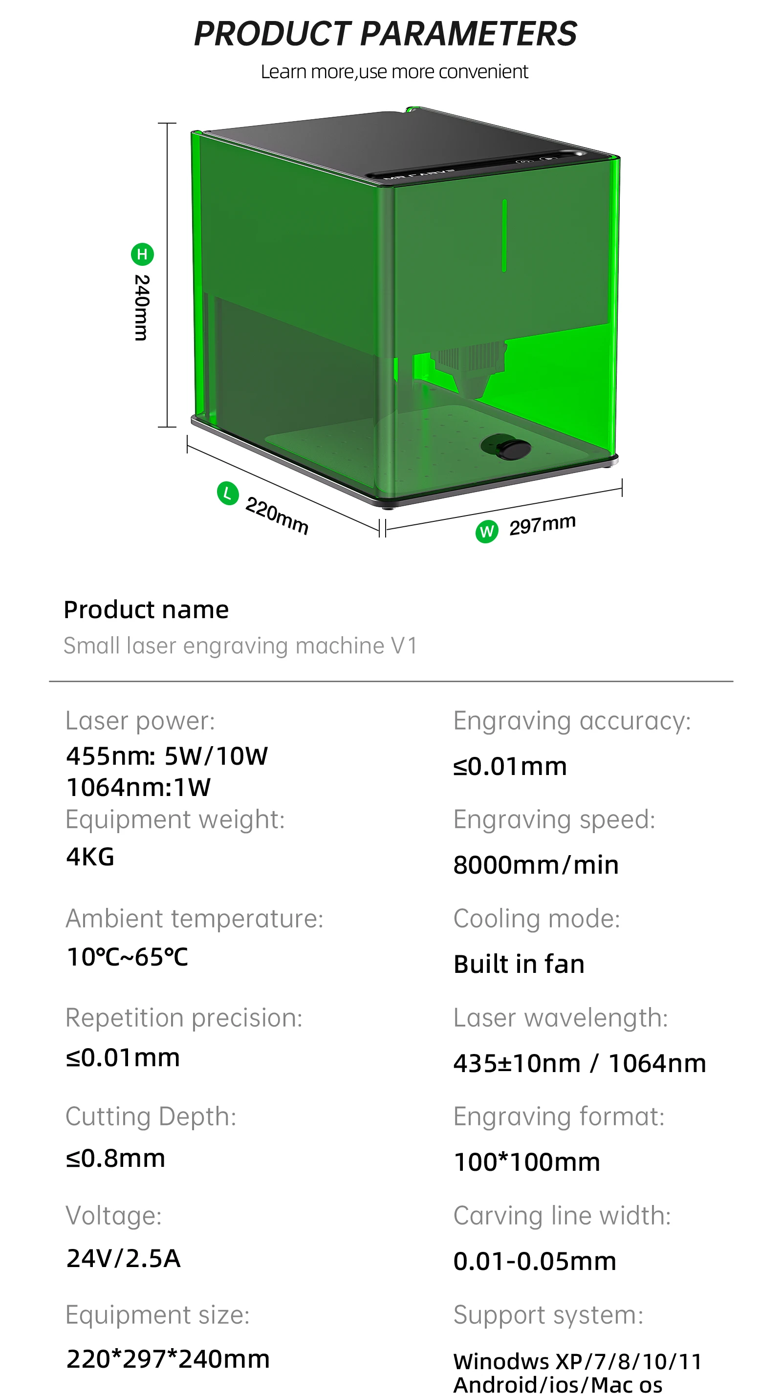 DAJA V1 Portable Mini Laser Engraving Machine for Business Shop Home Factory Engrave Metal Wood Acrylic Glass Leather Plastic