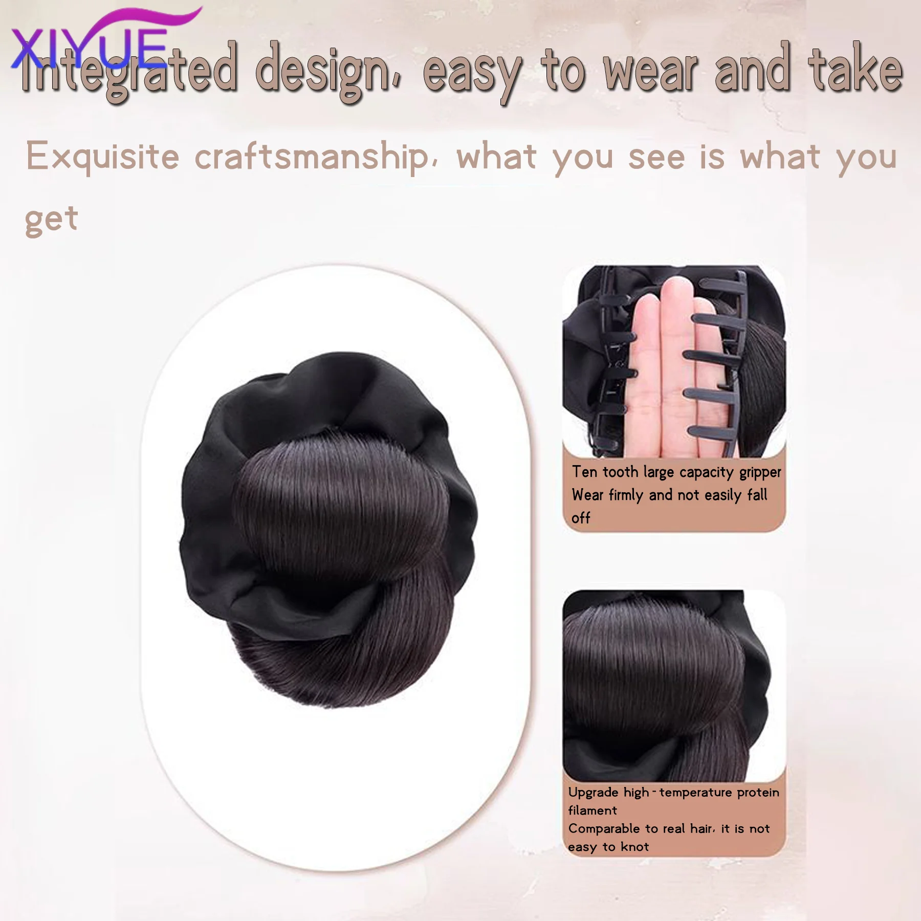 Synthetic Chignon Messy Bun Claw Clip in Hair Piece Wavy Curly Hair Bun Ponytail Extensions Scrunchie Hairpieces for Women