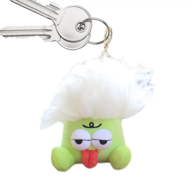 Cute Doll Keychain Mini Plush Toy Keychain Cute Tongue Sticking Out Doll Doll Keychain With Hair Explosive Hair Doll Boy Girl