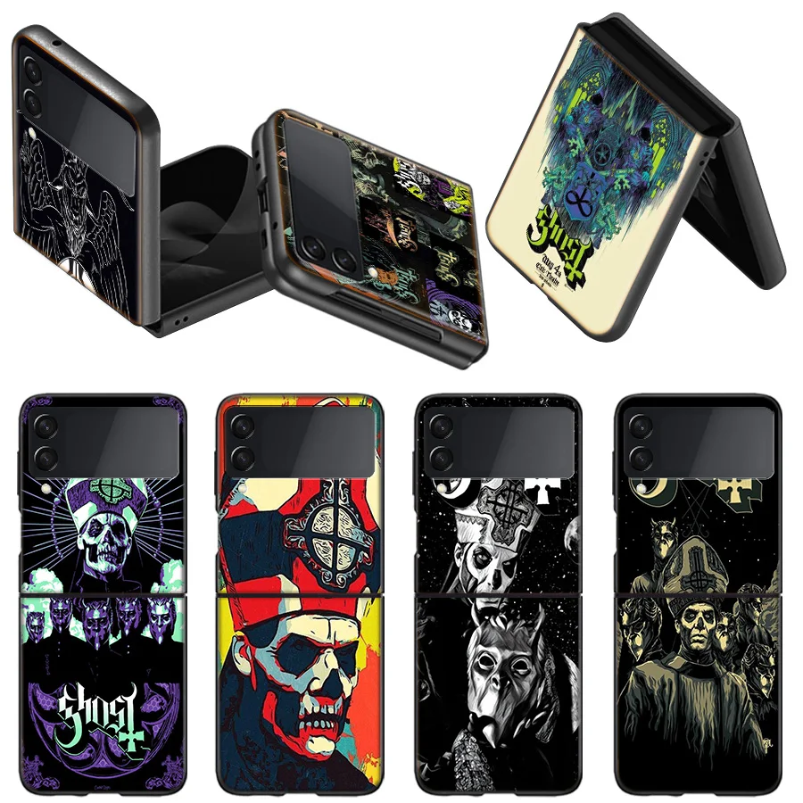 Custodia Ghost Papa Emeritus Per Samsung Z Flip 5 Flip 4 3 5G Black Hard Cell Phone Galaxy Cover Z Flip 5 4 3 Funda Luxury Pc S