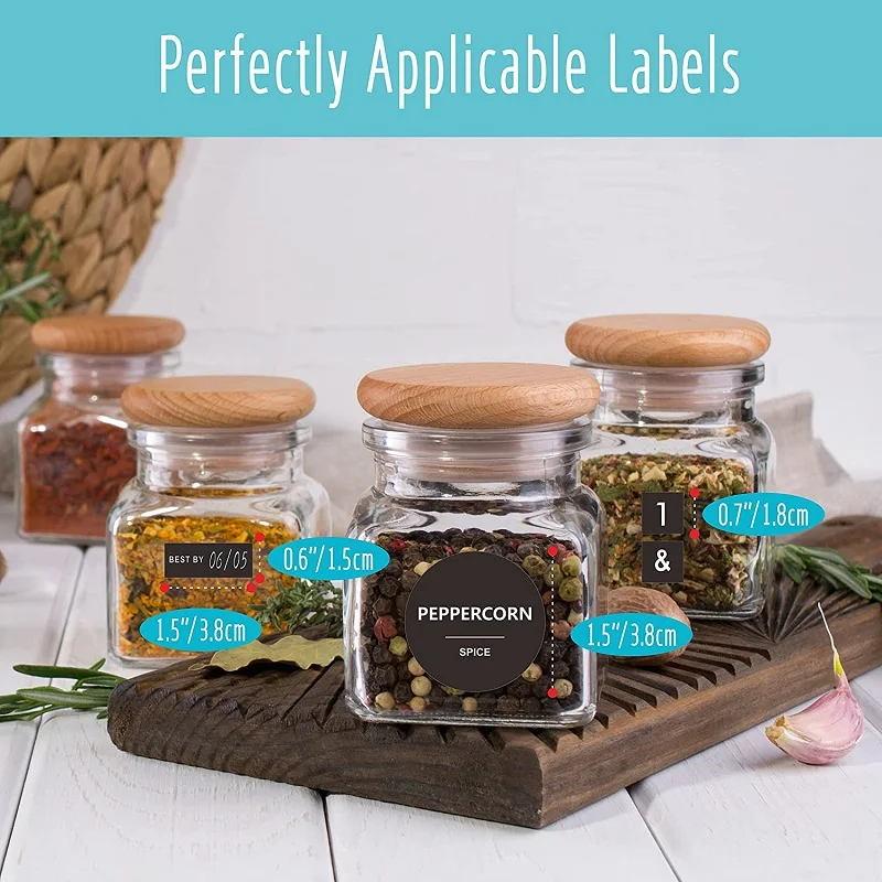 8Sheets 192Pcs Round Spice Can Label Kitchen Room Spice Jar Labels Kitchen Jar Stickers Waterproof And Oil-proof Stickers label stickers scrapbook stickers