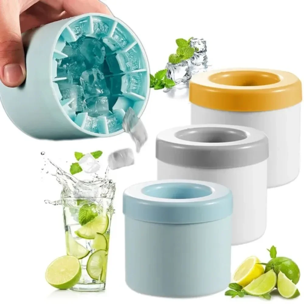 

Food Grade Silicone Ice Cup Mold Creative Cylinder Quickly Freeze Cube Bucket Mold Safety Kitchen Tools for Whiskey Beer Maker