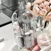 Acrylic 360 Rotating Makeup Brush Holder With Lid Clear Makeup Brush Organizer For Vanity Cosmetic Storage Box Bath Countertop 2