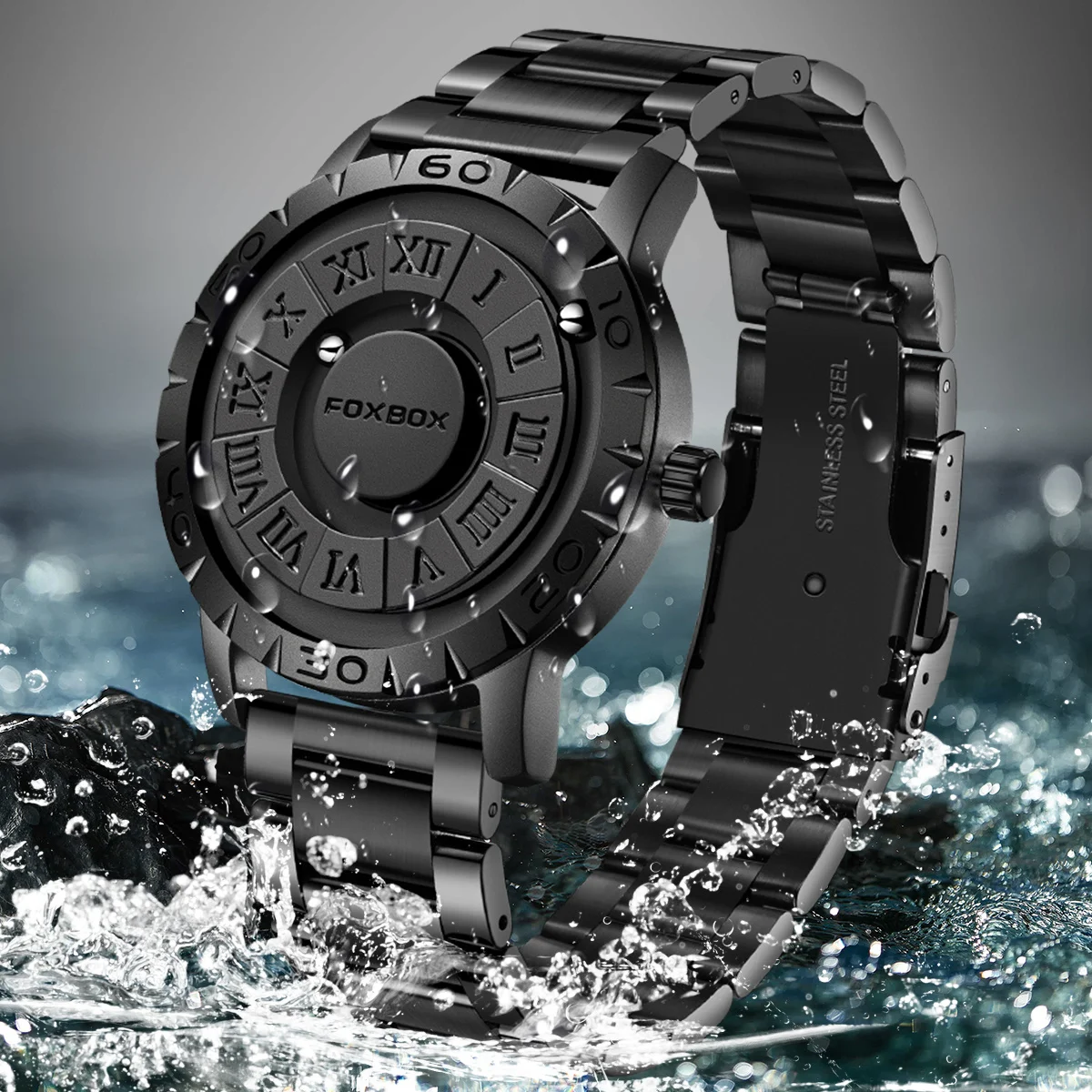 Orologio Uomo Quarzo Casual, Quadrante Magnetico, Cinturino In Acciaio Inox, Vetro Zaffiro, 40 Mm