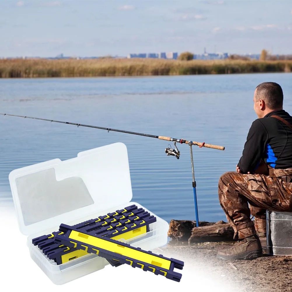 5Pcs support hameçons snellés avec boîte de rangement et enrouleur ligne pêche organisateur matériel
