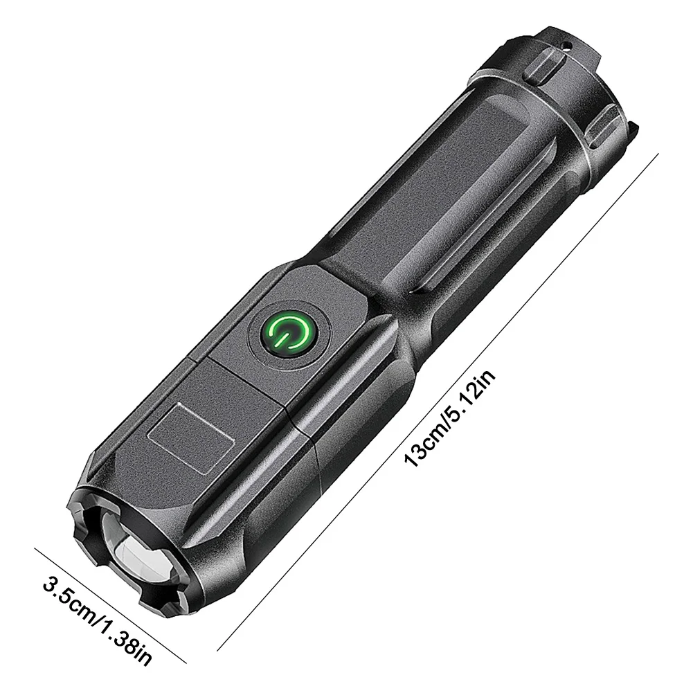 Powerful LED Flashlight Anti-Slip Portable Camping Light Waterproof Super Bright Flashlight USB Charging for Outdoor Camping Use