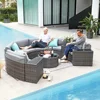 Outdoor Patio Furniture 11-Piece Half-Moon Sectional Round Set Curved Sofa with Coffee Table Suitable for outdoor courtyard use 2