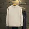 Autumn Winter Men's Clothing Solid Color Pullover Sweater Knitted Half High Collar Screw Thread Flocking Boyfriend Retro Tops 5