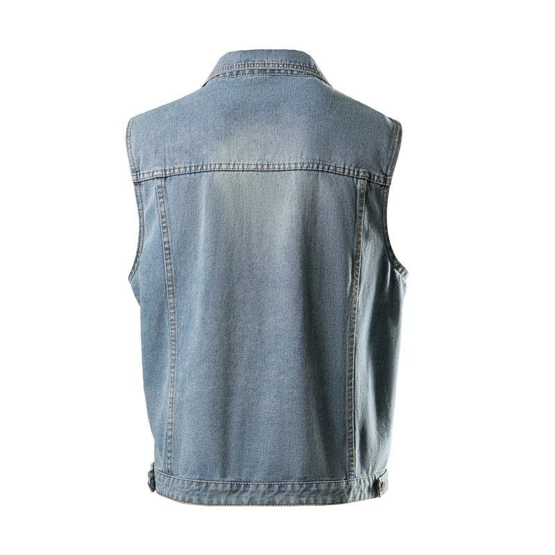 New Korean Version Loose Casual Light Blue Denim Vest Trendy Cowboy Denim Vest Men's Jacket Outerwear