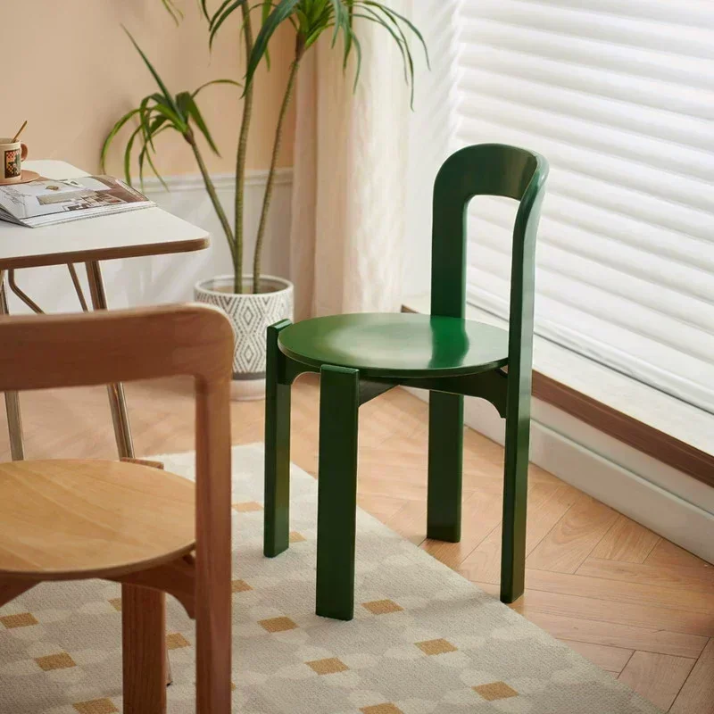 Nordic Rey Beech Solid Wood Plywood Dining Stackable Vintage Curved Backrest Swiss Chair Restaurant Chair