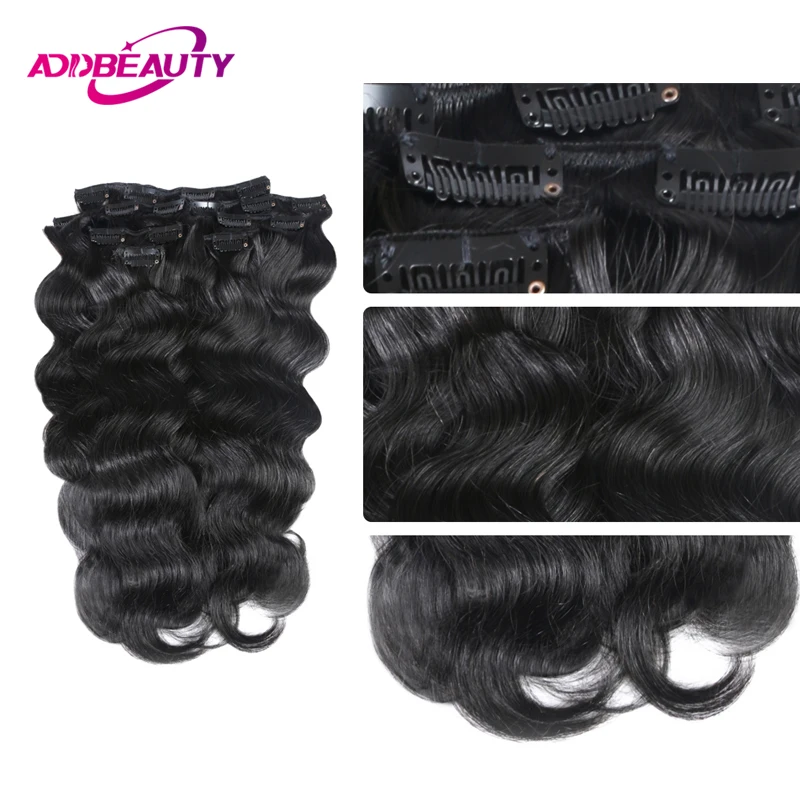 Seamless 7pcs Clip in Hair Extensions for Women Body Wave Clips in Hair Extensions Human Full Head Extension Natural