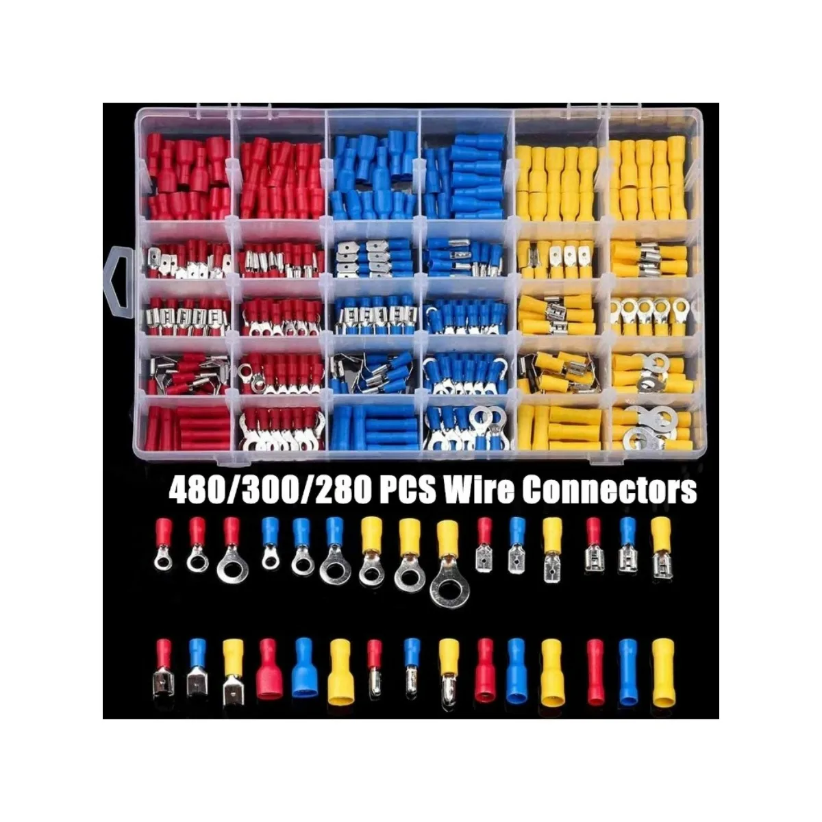 

480/300/280PCS Insulated Cable Connector Electrical Wire Crimp Spade Butt Ring Fork Set Ring Lugs Rolled Terminals Assorted Kit