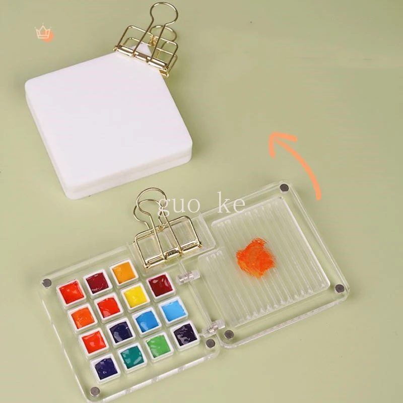 Paint Tray Color Palette Watercolor Palette Watercolor paint palette portable art transparent acrylic mini painting Iron box high-value moisturizing color palette