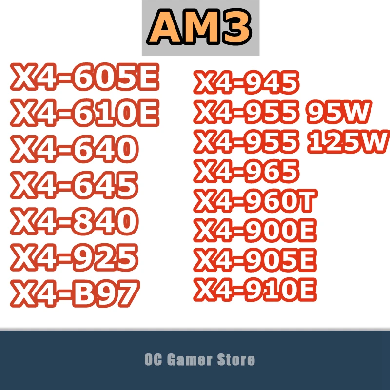 X4-605E X4-610E X4-640 X4-645 X4-840 X4-925 X4-945 X4-955 95W X4-955 125W X4-965 X4-960T X4-900E X4-905E X4-910E X4-