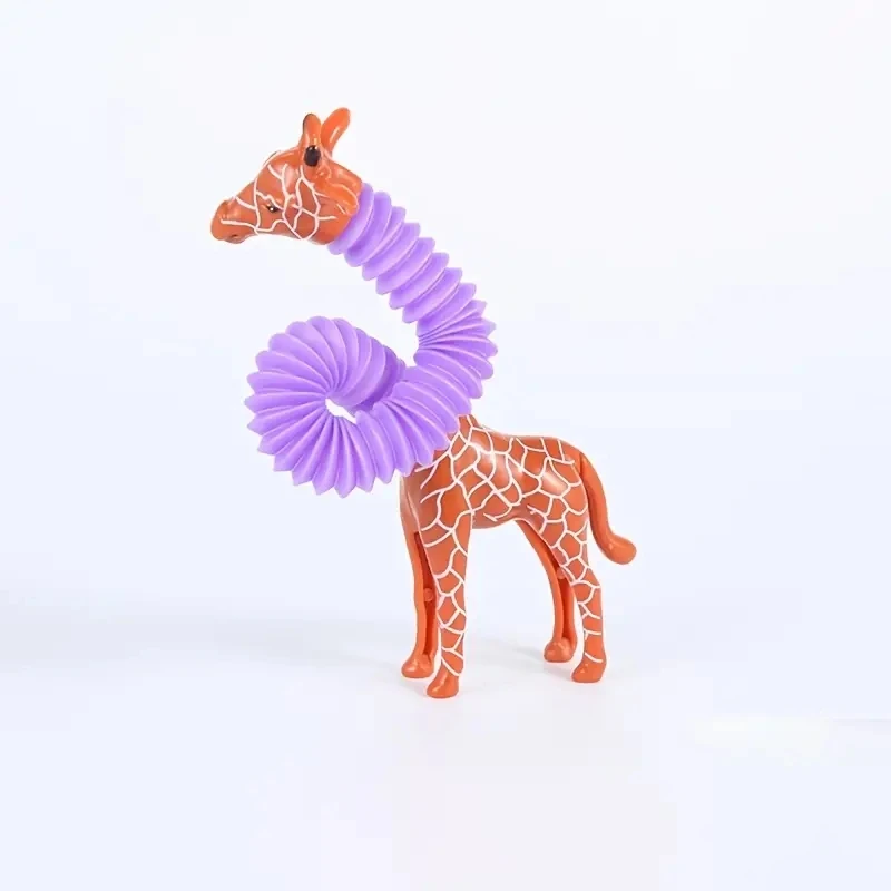 1Pc Stretch Pop Tube Giraffe Toy, Sensory Fidget Toy For Kids, Cute Giraffe Stress Relief Squeeze Decompress Toy - Bilde 4