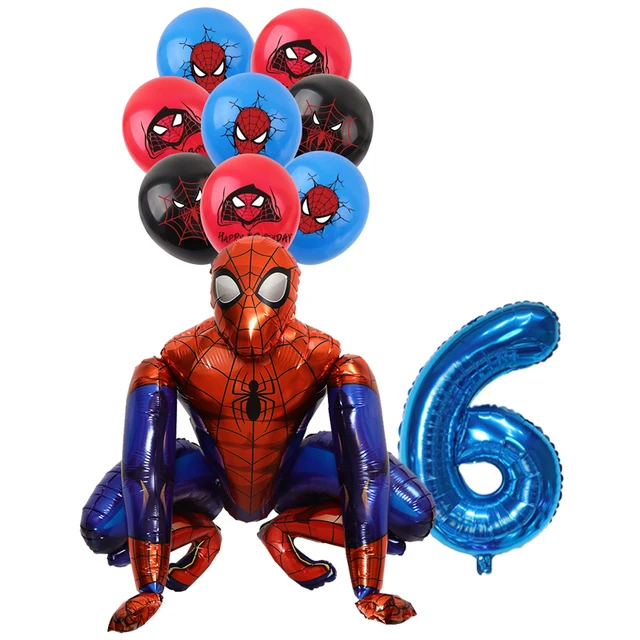 thumbnail image 1 of 12 globos de aluminio con temática de superhéroe Spiderman de 32 pulgadas, globos digitales, suministros de decoración para fiestas de cumpleaños infantiles, 1 of 5