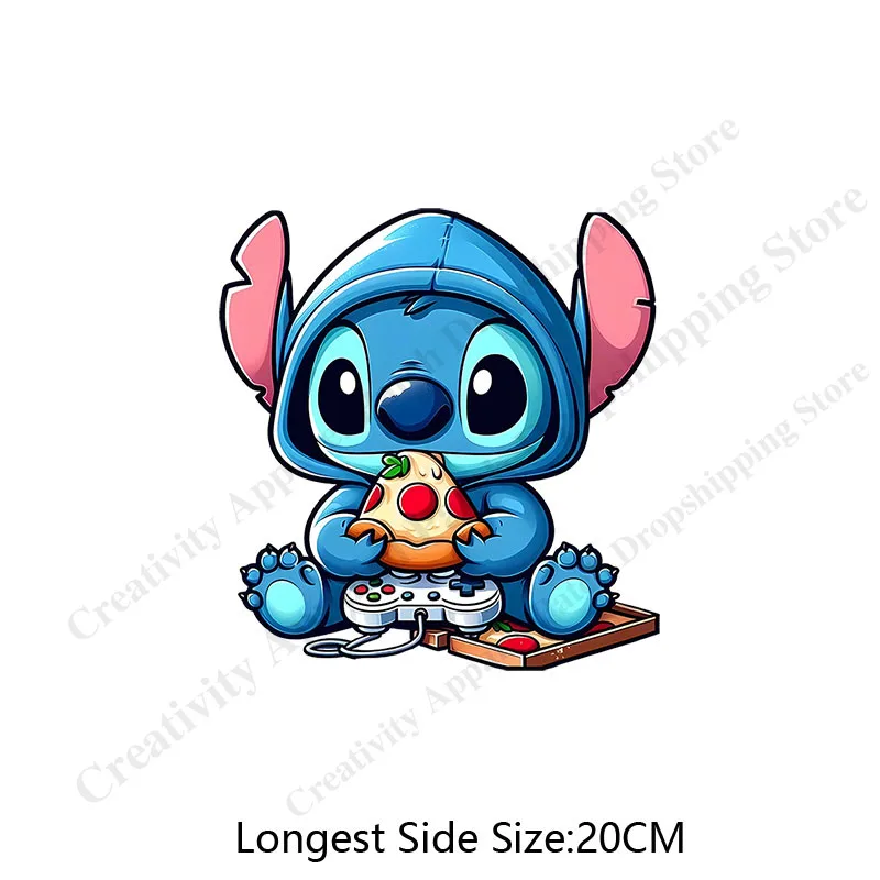 Clothing Patches Cartoon Lilo &Stitch Patches for Clothing on Women's Hoodies Printing Patch Heat Transfer Stickers Clothes Applique Gift