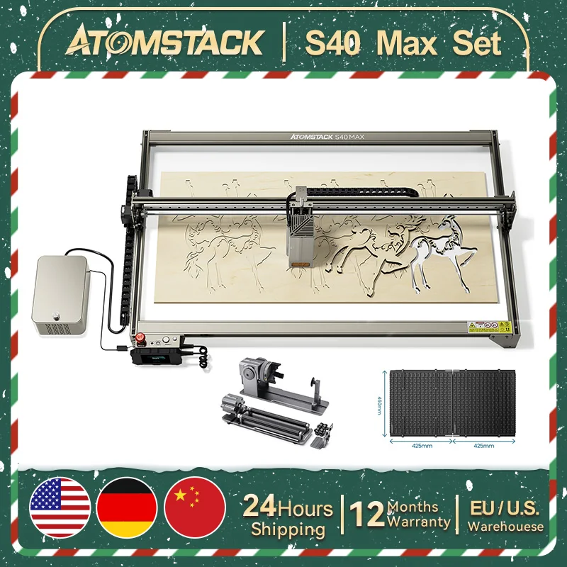 

Atomstack S40 A40 X40 Max 210W Laser Engraving Cutting with Dual Air Assist 850x400mm Engraving Stainless steel Wood Acrylic DIY