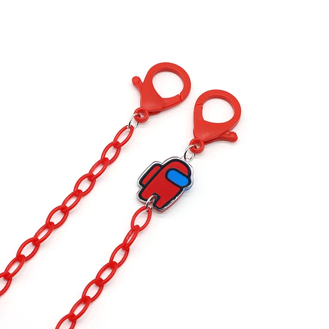 Face Mask Chain For Children Acrylic Fashion Sunglasses Lanyard Cartoon Spaceman Strap Trendy Eyeglass Holder Strap Hang on Neck Red