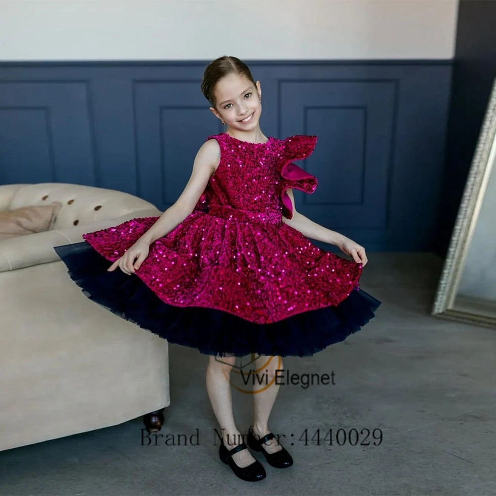 

Scoop Flower Girl Dresses for Girls 2023 Sleeveless Tiered Summer Wedding Party Gowns with Sequined فساتين للحفلات الراقصة