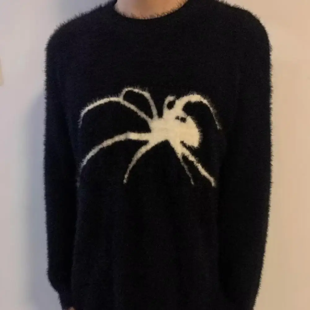 

Мужской свитер для холодной погоды, мужской зимний свитер из искусственной норки с рисунком паука, вязаный пуловер, длинный джемпер в стиле хип-хоп