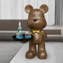  Nordic Living Room Floor Decoration Large Statue Hand Painted Resin Bear Tray Sculpture Modern Originality HomeDecor Accessories 