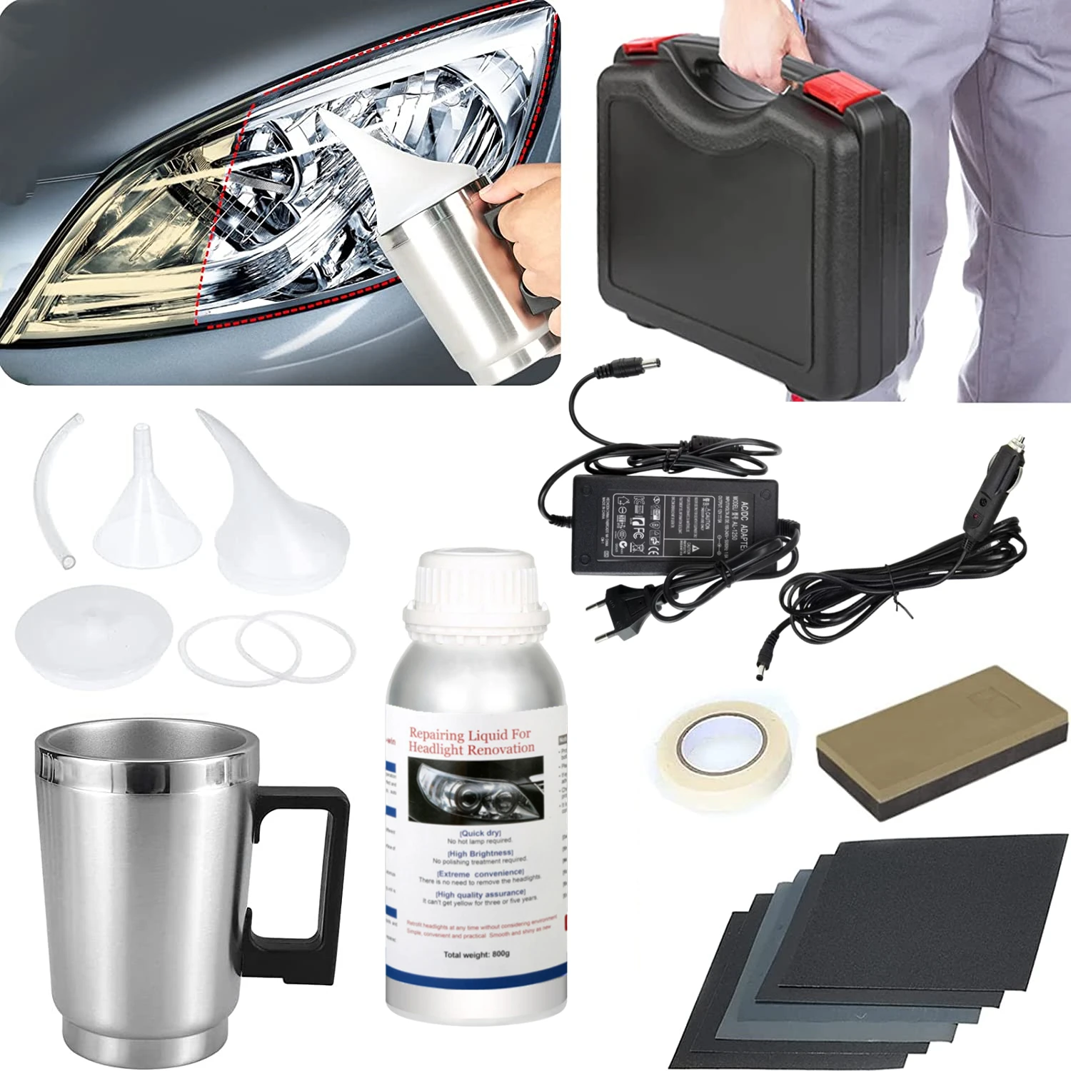 Headlight Restoration Kit Headlight Teapot Evaporator Polishing Steam