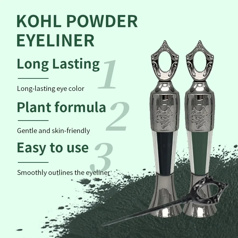 Retro Bottle Powder Eyeliner 2Color Mineral Powder Eye Liner Stick Waterproof Long Lasting Black Kohl Eyeshadow No Smudge Makeup 4