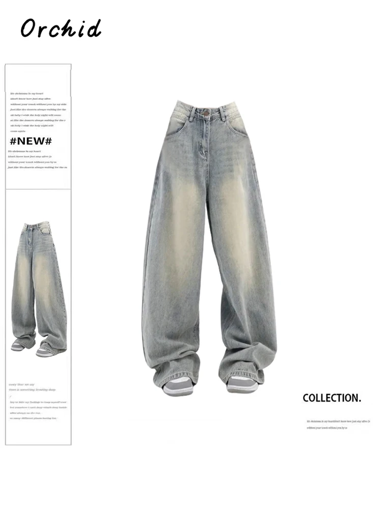 

Vintage Baggy Blue Jeans High Waist Washed Denim Trousers Women 2000s Y2k Harajuku 90s Aesthetic Wide Pants Trashy Clothes 2023