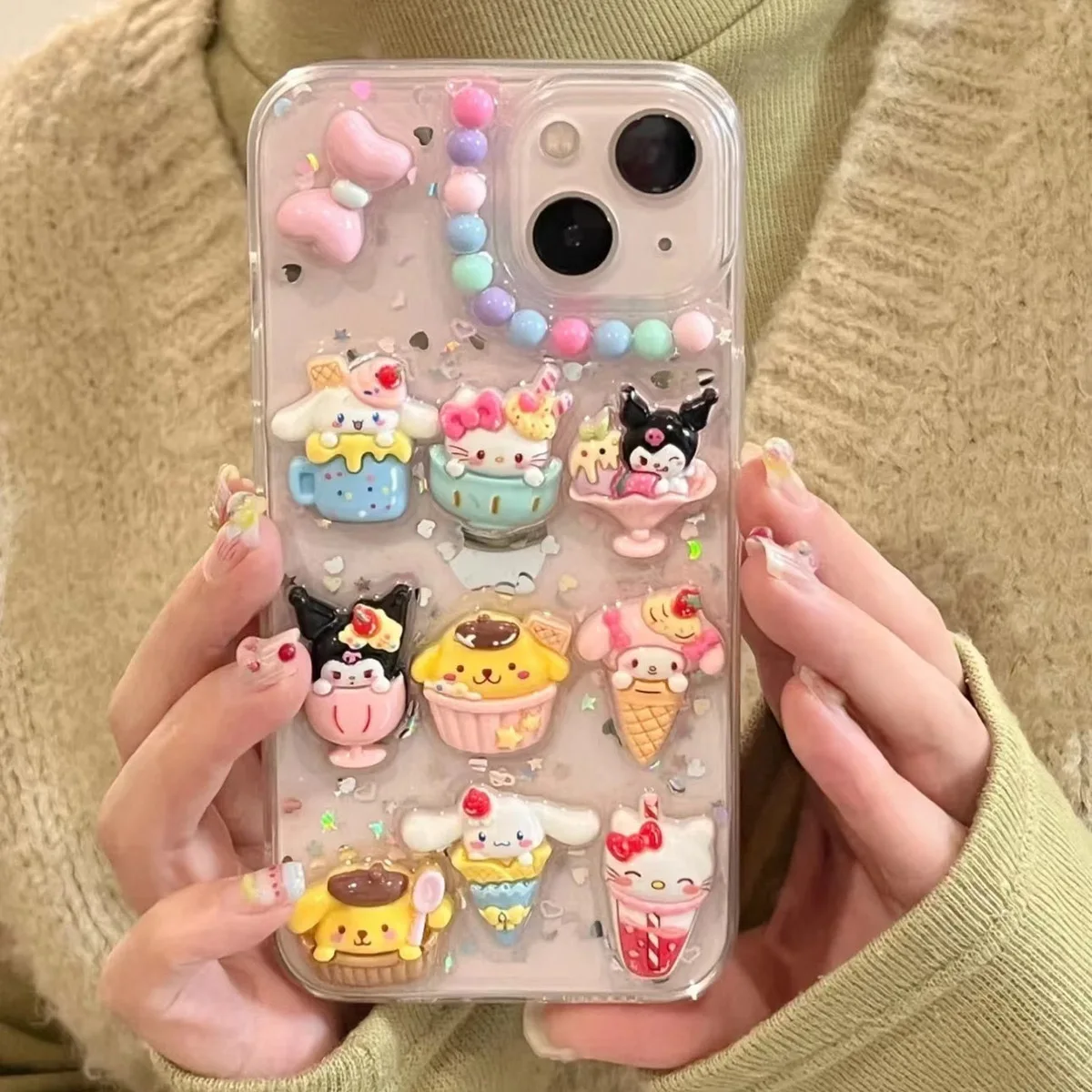 thumbnail image 1 of Funda de teléfono de dibujos animados 3D Sanrio Hello Kitty Kuromi Pom Purin para iPhone 15 14 13 12 11 Pro Max X XR XS MAX 7 8Plus, 1 of 4