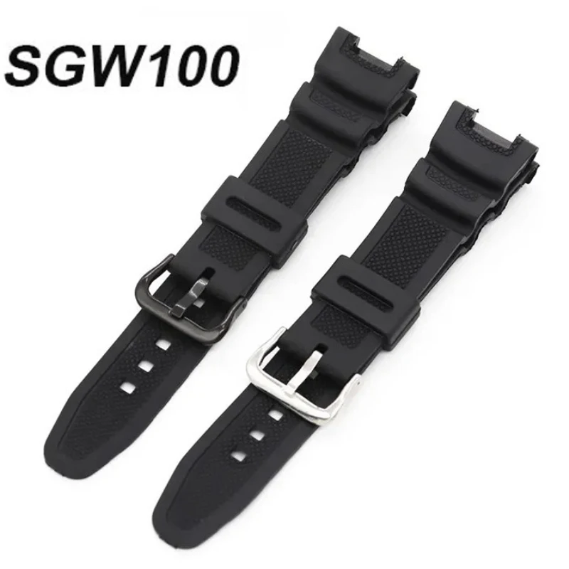Versatile Black Resin Sport Watch Strap - Waterproof Rubber Replacement Wristband