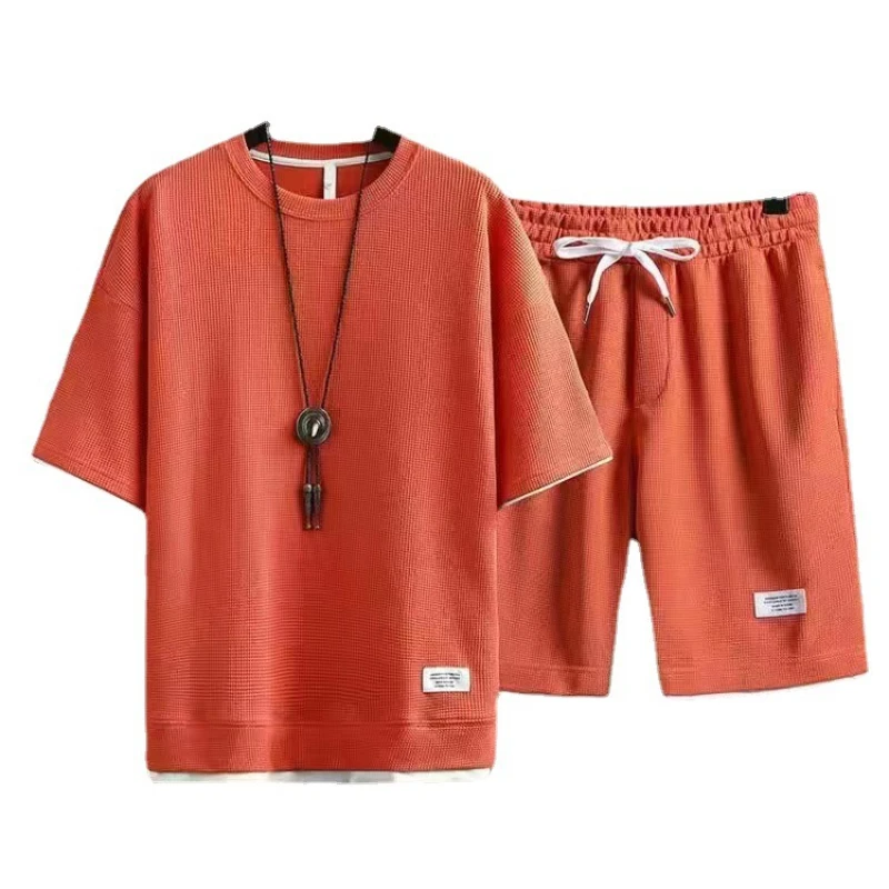 Summer Sports Set Men's Versatile Loose Plus Fat Plus Breathable T-shirt Shorts Casual Set Tracksuit
