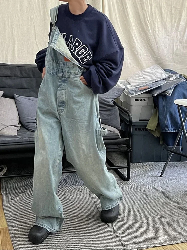 

Vintage Kpop Baggy Jeans Hippie Denim Overalls Women Harajuku Korean Streetwear Oversize Jumpsuits Loose Cargo Pants