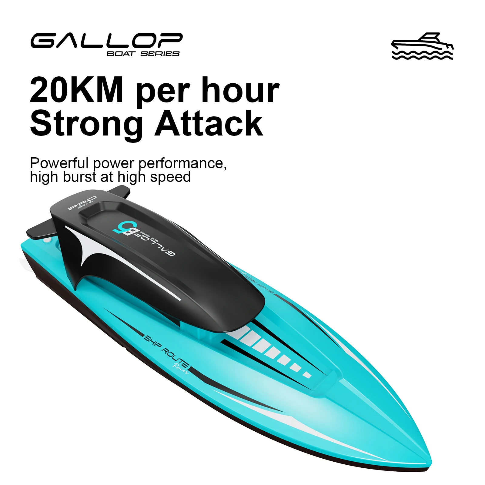 RC 보트 수상 장난감, 최대 속도 20 km/h RC 경쟁 조정 보트, 20 분 작업 시간 80m, 호수 수영장 제어 거리
