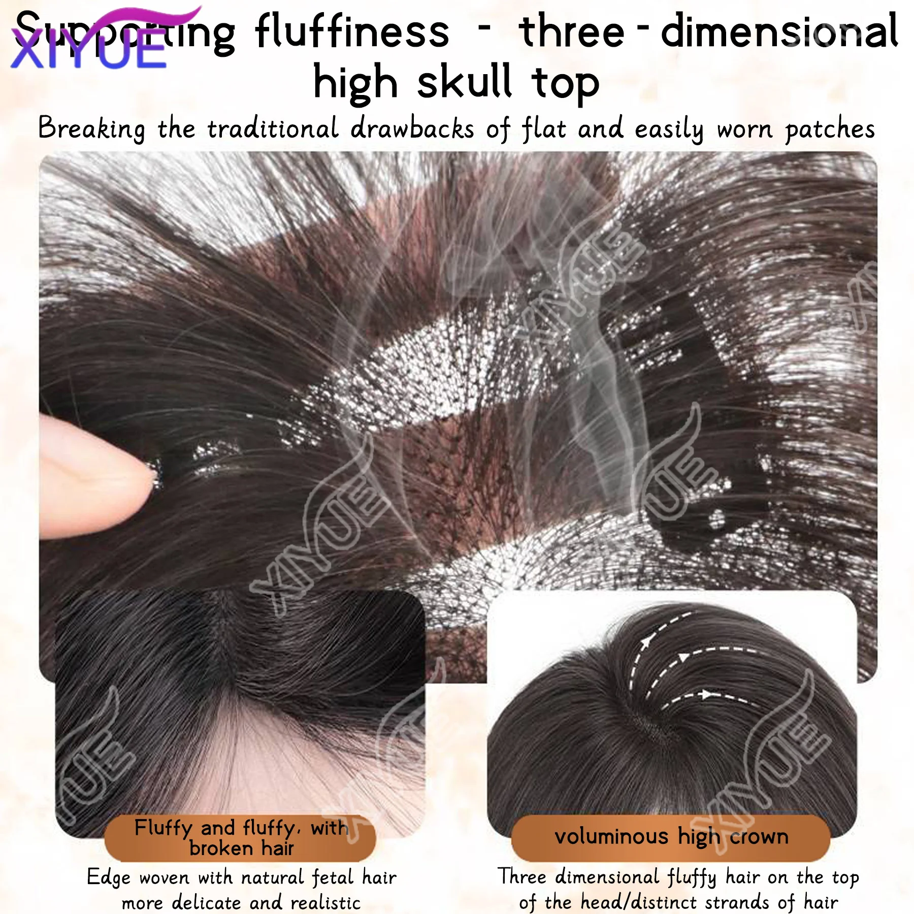 XY synthetic 3D Top Base Women Topper Hair Women Wigs Clip In synthetic Hair Hairpiece Extension Thin Breathable Women Toupper