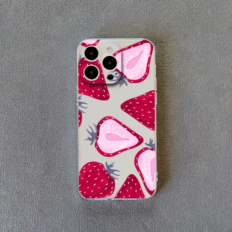 Vibrant Banana Strawberry Transparent Phone Case - Clear Protective Cover