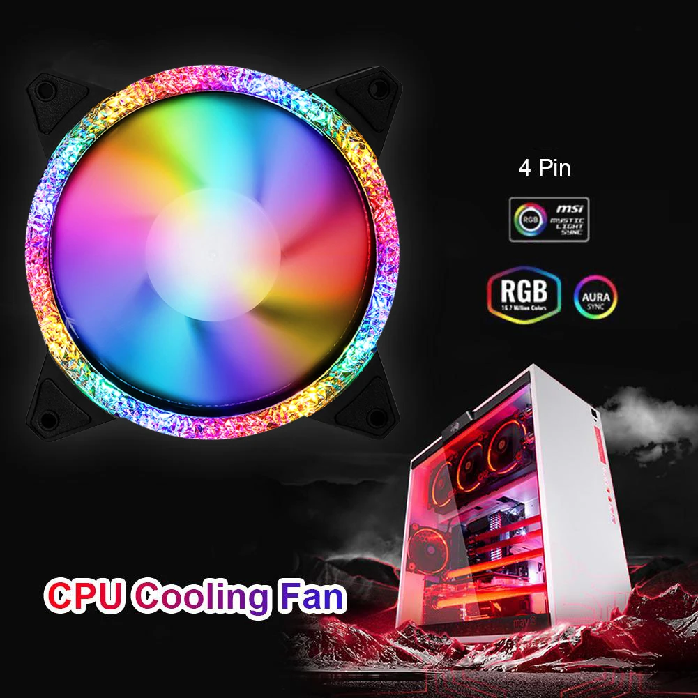120mm 팬 RGB 케이스 팬 LED 컴퓨터 케이스 팬 조정 가능한 RGB 및 팬 DC 12V 소형 3 핀 + 대형 4 핀 11 블레이드, PC 액세서리