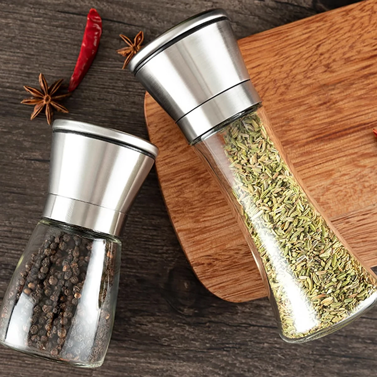 Kitchen Seasoning Manual Grinding Bottle Salt And Pepper Set Pepper Grinder Spice Mill Mixer Grinder Coarse And Fine Grinding salt and pepper grinder pepper grinder