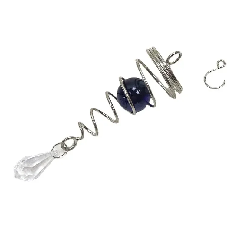 Outdoor Wind Chimes Rotating Spiral Tail Wind Spinner Crystal Glass Ball Pendant Garden Window Hanging Decorations