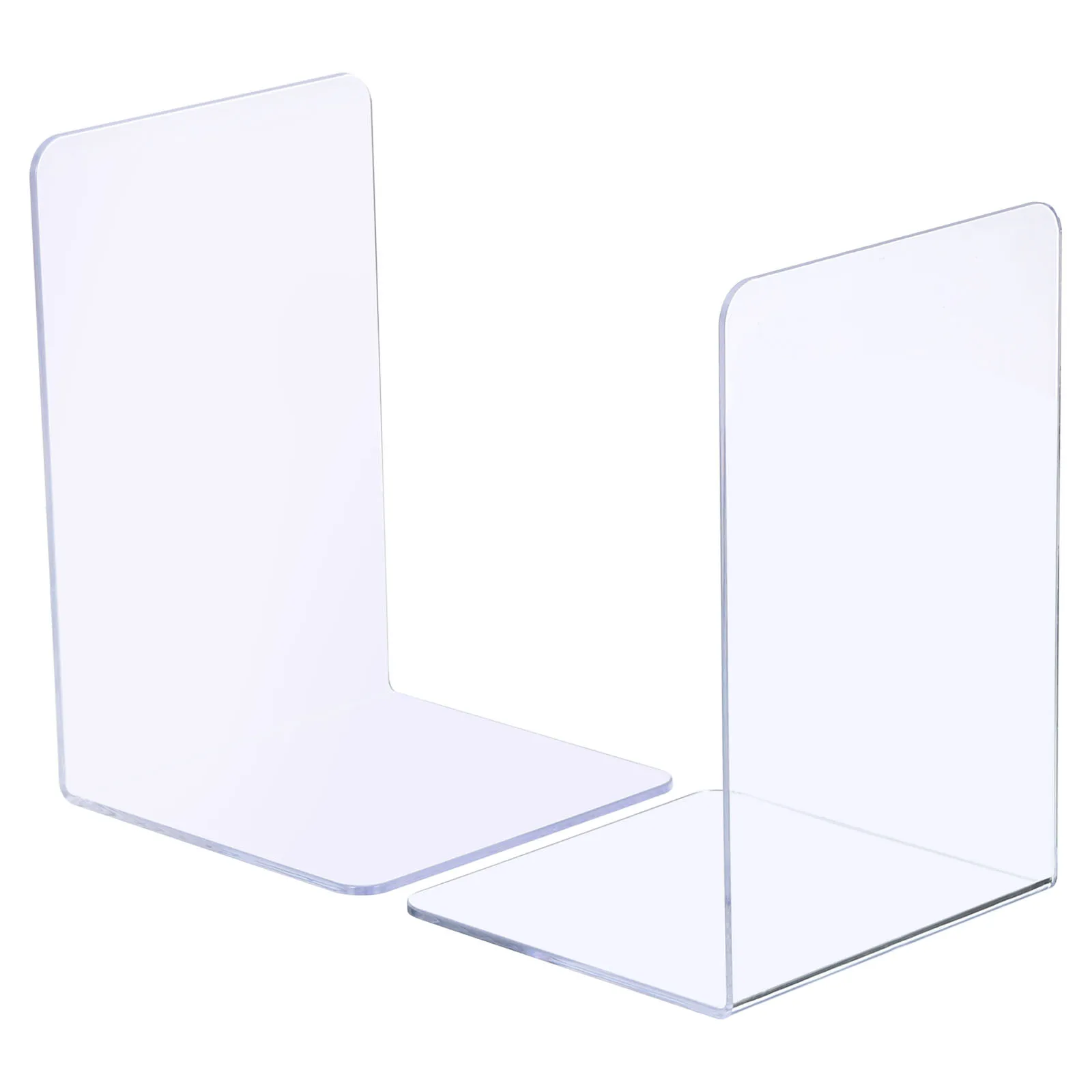 

2Pcs Acrylic Bookends Stand Bookshelf L-shaped Desk Organizer Desktop Decorative Storage Rack Bookend Book Holder Stationery