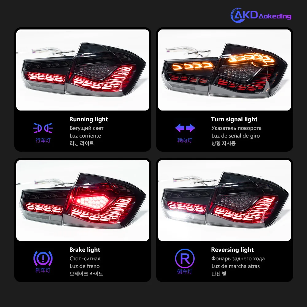 BMW F30 F38 F80 용 자동차 조명, LED 후미등, 2013-2019 3 시리즈, 후방 정지 램프, 브레이크 신호, DRL 역방향 자동차 액세서리