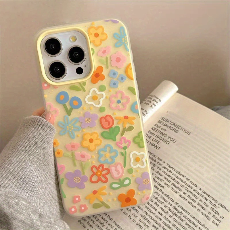 Oil Painting Flower Design Phone Case with Lanyard - Shockproof Soft Cover