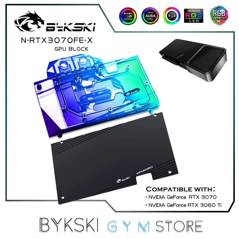 Bykski 3070 Gpu Blocco Di Raffreddamento Ad Acqua Per Nvidia Founders Rtx 3070 3060Ti Sistema Di Raffreddamento A Liquido Radiatore Vga, 5V/12V N-Rtx3