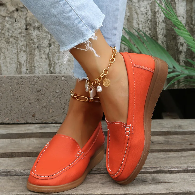 SHLIANG Lederschuhe für Damen, flache Schuhe, weiß, schwarz, Halbschuhe mit Absatz, lässige Damen-Mokassins, Slipper, flache Schuhe, Sommerschuhe SB179_voghion.com